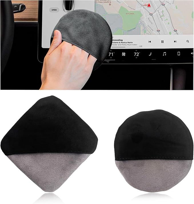 Car Screen Cleaner, Microfiber Auto Screen Cleaning Pad, Foldable Touch Screen Cleaner Cloth for Vehicle Dashboard LCD Display, Interior Car Accessories (Square+Round)