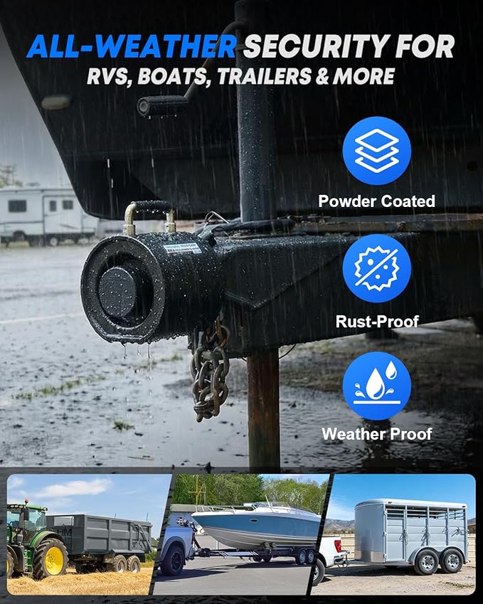 Kohree Keyless Trailer Lock Heavy Duty, 2-5/16" Trailer Hitch Coupler Lock, Anti-Theft Steel Combination Tongue Lock with Handle Easy Install for RV, Boat, Camper, Caravan