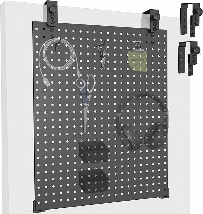 VIVO Steel Hanging Pegboard, 20 x 25 inch Magnetic Peg Board with Clamps Fitting up to 1.9 Inch Surfaces, Accessory Organizer, Black, PP-PB25H