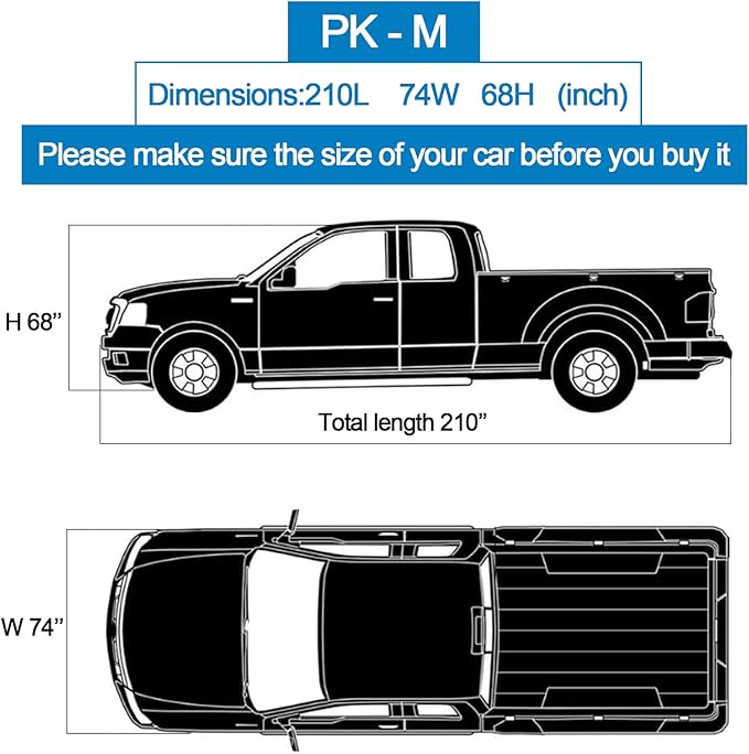 10 Layers Truck Cover Waterproof All Weather. Pickup Truck Cover Rain UV Protection. Length: Up to 210 inches, Universal Fit Most Regular Cab Short Box Ford F100 Chevy C10 S10 Ram 150 250.
