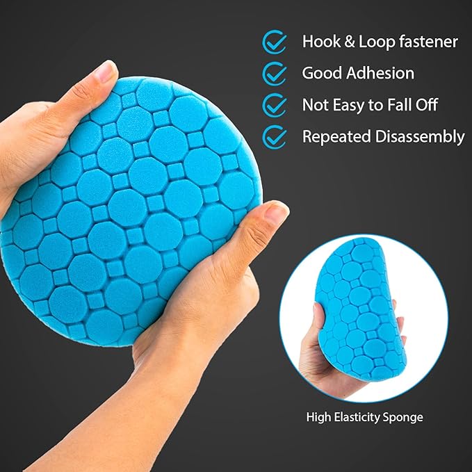 Buffing Polishing Pads, 5Pack 7 Inch Face for 6.7 Inch Backing Plate Compound Buffing Sponge Pads Cutting Polishing Pad Kit for Car Buffer Polisher, Polishing and Waxing