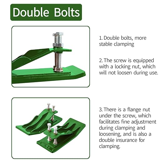 Upgraded 2Pcs Tractor Bucket Edge Protector Green, Tractor Bucket Attachment Skid Steer Attachments with Upgraded 10mm Steel & Dual Bolt Lock for Snow Debris Removal