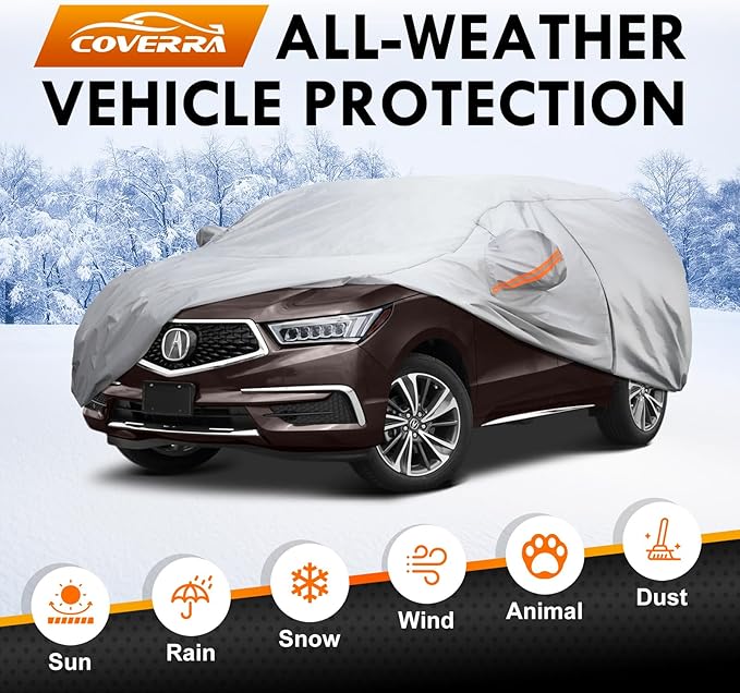 Car Cover Custom Fit for Infiniti QX60, Acura MDX 2014-2025, 6 Layer Heavy Duty Waterproof All Weather Car Tarp Outdoor Protection with Cotton Lining