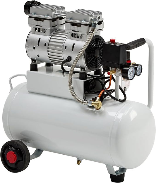Albott 8 Gallon Air Compressor with Automatic Drain Valve, 1.0 HP Oil-Free Air Compressor Tank with Wheels, 70 dB Noise Level, Fit for Auto Repair, Tire Inflation, Spray Painting