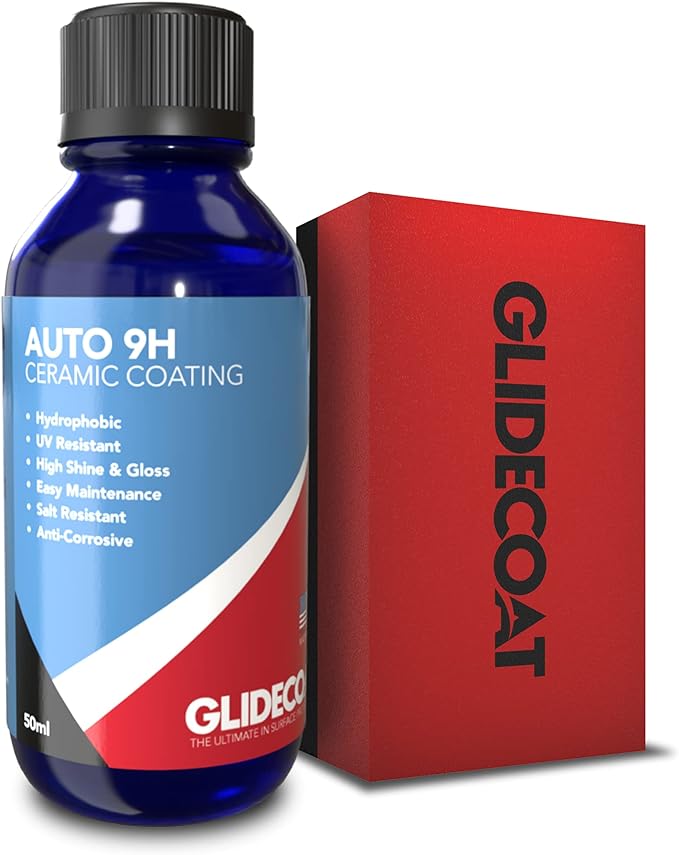 Glidecoat Auto 9H Ceramic Coating 50ML - Ceramic Coating Kit - Professional Protection with Easy Application! High Gloss - Extremely Hydrophobic