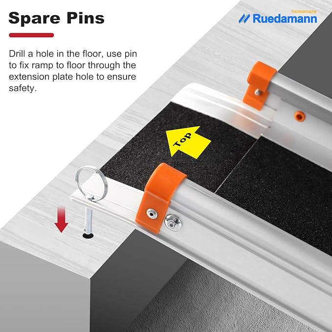 Ruedamann 6FT x 8.3" Wider Adjustable Wheelchair Ramp with Handle, Telescoping Portable Wheelchair Ramp for Home Steps, 600lbs Capacity, Non-Skid Lightweight Scooter Ramp for Van, MPV, Caravan, 2Pcs