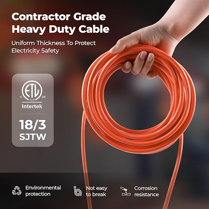 LED Construction String Lights:100w ETL Certified Industrial LED String Work Lights,IP65 Waterproof 18AWG Wire 5000K Super Bright for Attic Jobsite Garage Mine cave,with Hanging Hooks