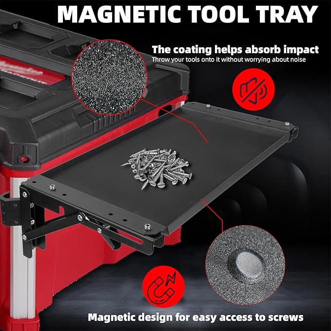 Folding Packout Mount Compatible with Milwaukee Packout Toolbox, Heavy Duty Foldable Work Table for Side Storage of Your Packout System