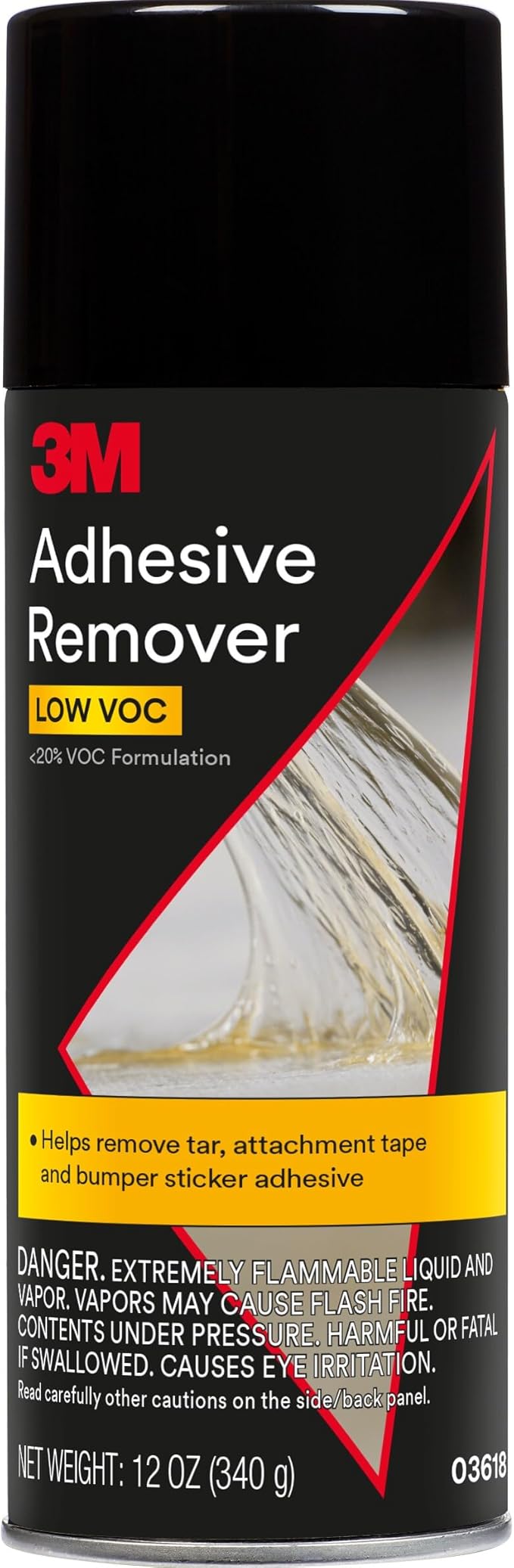 3M Adhesive Remover, 12 oz., Quickly Remove Adhesive, Attachment Tape, Tar, Wax & Adhesive Residue, Low VOC <20%, No Residue Left Behind, Easy-to-Use Formula, Also Works on Glass & Vinyl (03618VOC20)