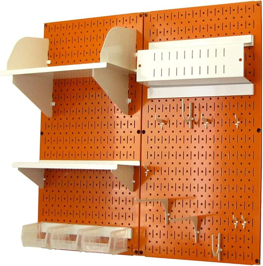 Wall Control Craft & Hobby Pegboard Organizer Storage Kit with Orange Pegboard and White Accessories