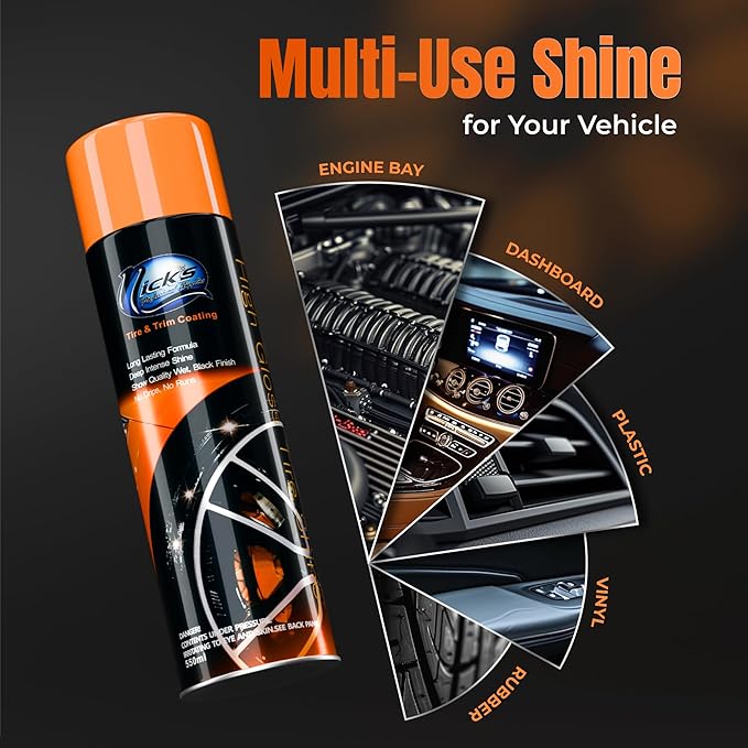 Nick's Professional Supplies High Gloss Tire Shine (1 Pack) - Long Lasting Tire Care - Your Ultimate Wet Tire Shine Spray for a Black Finish Shine on Ceramic Coating for Cars, Trucks, Motorcycles.