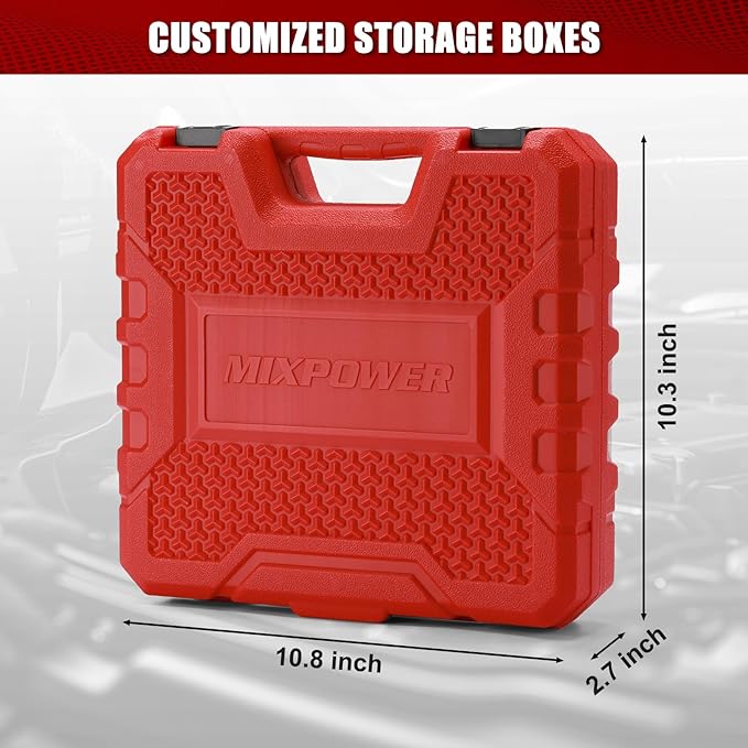 MIXPOWER 19 Piece 1/2-Inch Drive Standard Impact Socket Set, SAE, Shallow, 3/8" to 1-1/2", Cr-Mo Alloy Steel, Radius Corner Design, Impact Grade