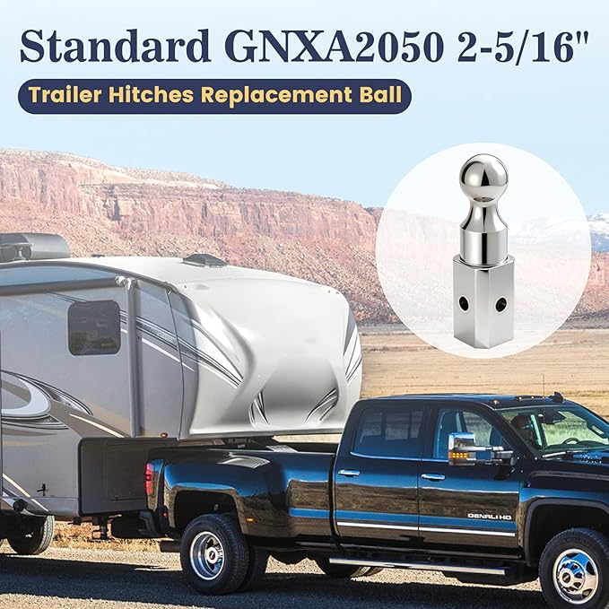 Gooseneck Hitch Ball 2-5/16", High Rise Gooseneck Ball, Chrome-Plated Finish, 30,000 lbs Trailer Hitches Hi-Rise Ball for B&W Trailer Hitches GNXA2050