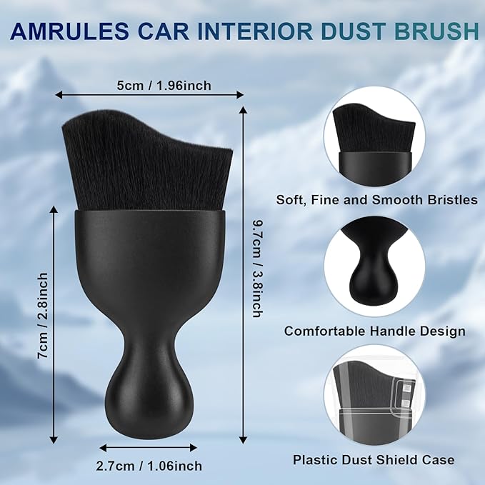 2 PCS Car Interior Detailing Brush, Auto Car Dusting Brushes, Soft Bristles Duster Removal Cleaning Tool for Dashboard Interior, Exterior, Skylight, Leather, Dust Brush, Black
