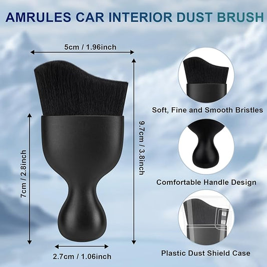 2 PCS Car Interior Detailing Brush, Auto Car Dusting Brushes, Soft Bristles Duster Removal Cleaning Tool for Dashboard Interior, Exterior, Skylight, Leather, Dust Brush, Black