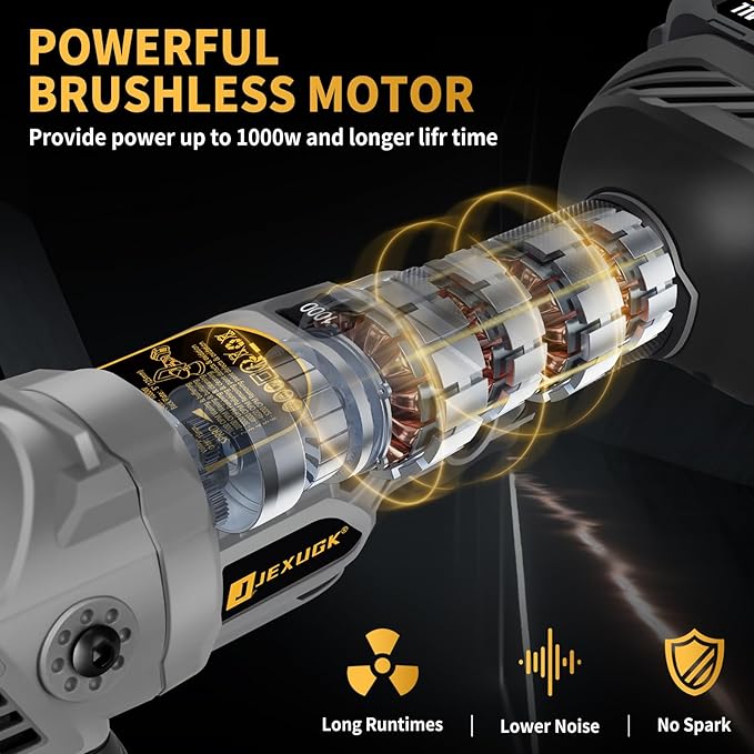 JEXUGK 5" Cordless Car Buffer Polisher, 21V Professional Brushless Polisher w/ 2 x 4.0Ah Battery, Orbital Pulidora De Autos Inalambrica w/ 6 Speed, Car Buffer Waxer Kit for Sanding, Scratch Removing