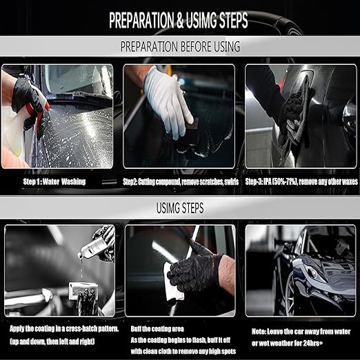 10H Nano Ceramic Coating for Cars, 50ML High Gloss Anti-Scratch SiO2 Ceramic Car Coating Kit, Plastic, Glass, Wheel Polishing, Hydrophobic, Long Lasting Protection