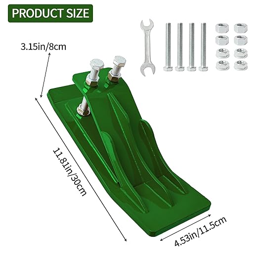 Upgraded 2Pcs Tractor Bucket Edge Protector Green, Tractor Bucket Attachment Skid Steer Attachments with Upgraded 10mm Steel & Dual Bolt Lock for Snow Debris Removal