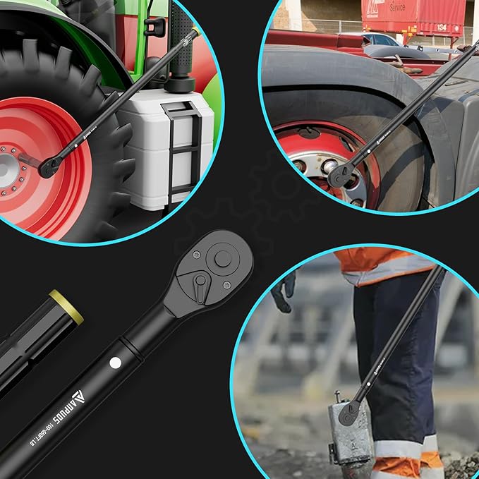3/4-Inch Drive Click Torque Wrench, 100-650 Ft-Lb/135.5-880.8 Nm with Dual-Direction, 48-Tooth, Dual Range Scales, Quick Release Reversible Head Torque Wrench for Car, Truck, Tractor