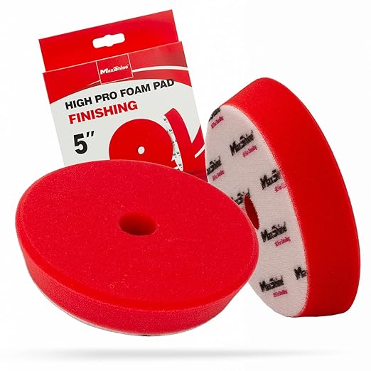 Maxshine 5” Universal High Pro Finishing Foam Pad – Compatible with DA & Rotary Polishers – Professional Detailing Pad for High-Gloss Finishing – Washable & Reusable – Hook & Loop Backing