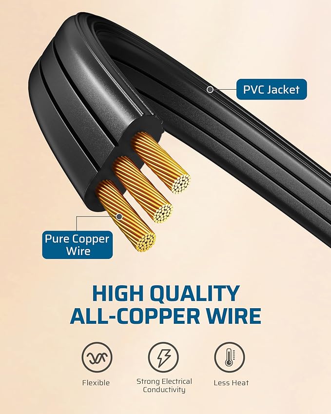 DEWENWILS 6FT Flat Plug Extension Cord with 3-Prong Flat Plug, 15A/1875W 14/3 SPT-3 Flat Wire, Space Saving for Home Office Appliances & Electronics, ETL Listed, 2 Pack, Black