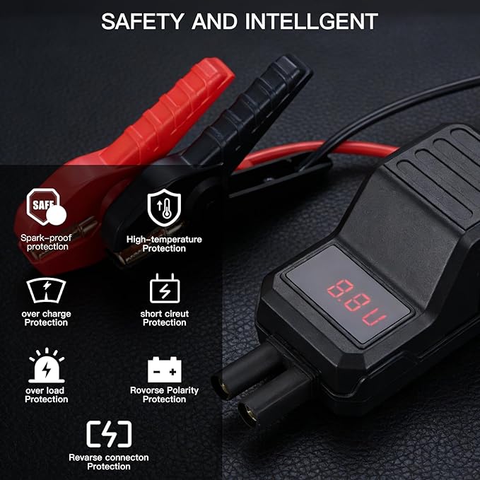 MEGAWISE Smart Jump Starter Cable | Heavy-Duty Battery Booster Clamp with Safety Protection & LED Indicator | Compatible with MEGAWISE and other brand Jump Starter Unit