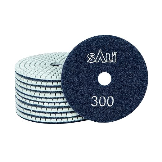 Sali 10 Pack Diamond Polishing Pads 4 Inch Wet Granite Stone Polish Pad Kit for Drill, Grinder, Polisher Polishing Pad for Concrete Marble Stone Countertop Quartz 300 Grit