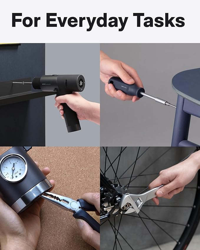 HOTO Cordless Brushless Drill Tool Set, Variable Speed, Hidden Buckle, Unique LED Screen, Intelligent Digital Display, Exquisite & Practical, High-end Drill Kit for Home/Daily Use