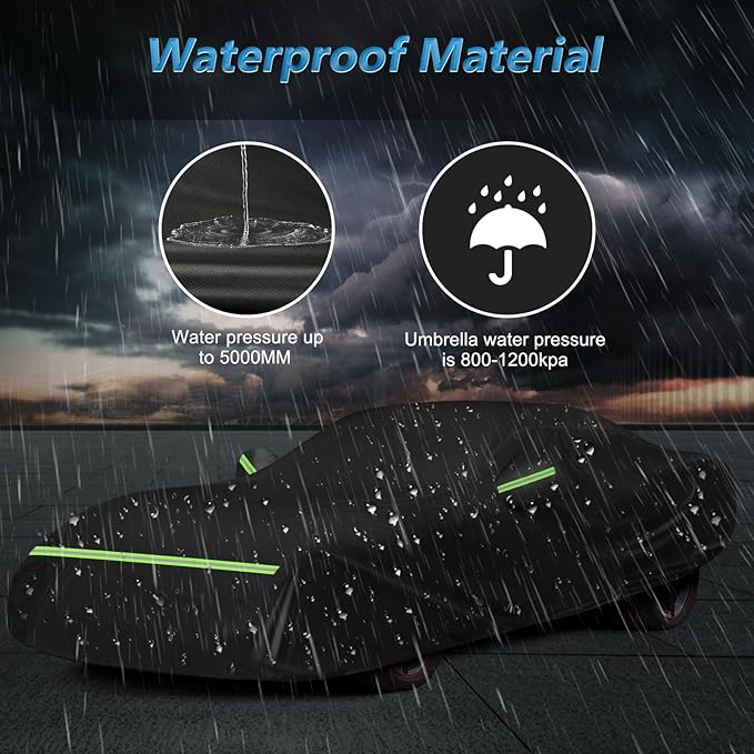 for C4 Corvette Car Cover Waterproof, Sun Heat Protection Outdoor Full Covers with Driver Side Zipper Windproof Heavy Duty All Weather Fit for C4 1984-1996 Chevy Corvette,Not for Rear Wing