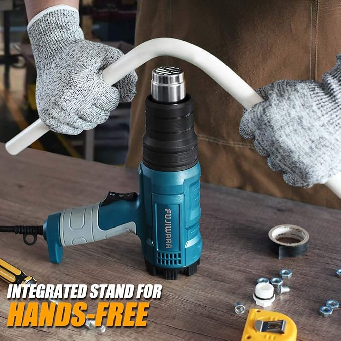 Heat Gun Kit 1500W with Variable Temperature 5 Nozzles, Adjustable Hot Air Gun 122℉-1022℉,Fast Heating for DIY Shrink PVC Tubing/Wrapping/Crafts, Stripping Paint(1500W Rear Cover Temp Adjust)