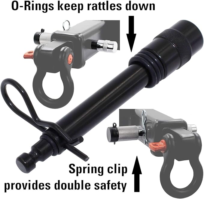 TowWorks 79633 Keyed Alike 5/8" Trailer Hitch Lock Set with Extra Long 3-1/4" Span, Double Safety Tow Hitch Receiver Locking Pin for Class III IV Hitches with 2" and 2.5" Receivers, 3-Pack
