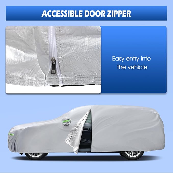 Car Cover Fit for BMW X3/X3 M 2011-2026, Migaven Waterproof Full Exterior Cover Sun Rain Protection with Door Zipper and Cotton Lining, Silver