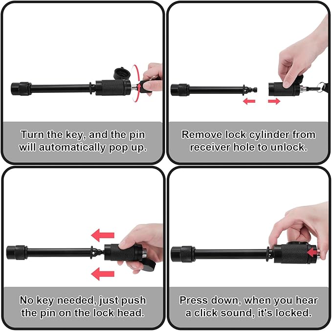 Elsjoy 5/8" Trailer Hitch Lock with Extra Long 4-1/2" Span, Locking Hitch Pin for 3 Inch Receiver with Anti-Rattle O-Rings for Trailer, Truck, Car