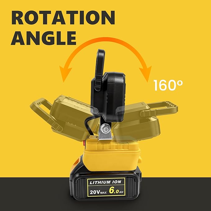 2PCS Cordless LED Work Light for DEWALT Battery, 58w 4800lumens Battery Powered Work Lights for Battery, Portable LED Light with Two USB Charging Port for Workshop, Outdoor, Emergencies