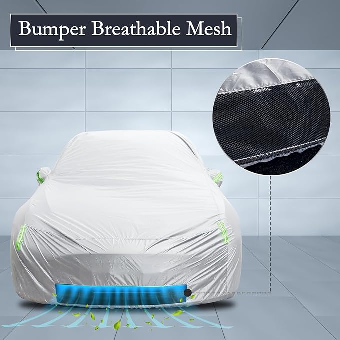 Car Cover Custom Fit for Model 3 Car Cover 2017-2026, Migaven Waterproof Full Exterior Cover Sun Rain Protection with Door Zipper and Cotton Lining