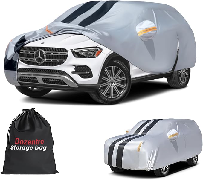 Multi-Layer Car Cover Custom Fit for Mercedes Benz GLE 350/450/580, 63/53AMG(2015-2026), 100% Waterproof, Gift with Towel, Heavy Duty Car Covers for Rain Sun UV Protection with Door Zipper