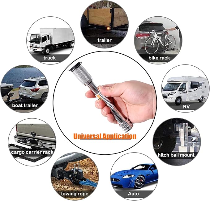 CZC AUTO Trailer Hitch Lock 5/8" Dia, Locking Hitch Pin 4" Super Extra Long Chrome Coated Hitch Pin with Keys for Class III IV to Hitch Bike Rack Tray Ball Tow Rope for Trailer Truck Car Boat