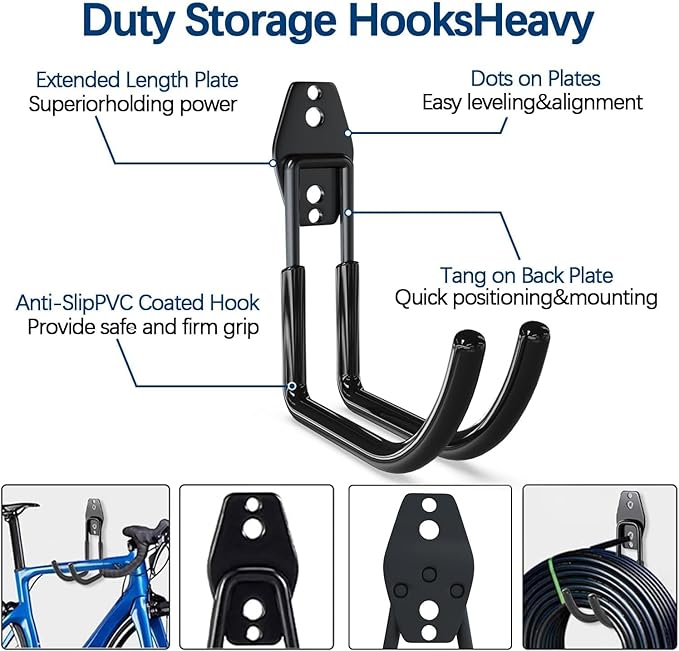 3-H Garage Wall Hooks 20 Pack,Garage Hooks Heavy Duty,Garage Storage Hooks for Hanging and Organizing Garden,Lawn,Yard Tools,Chairs,Ladders,Weed Eater,Shovel,Blower(Black?)