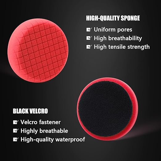 Red T10 Ultra-Fine Finishing Foam Polishing Pads, SPTA 1Pcs 3.5 Inch Face for 3 Inch 80mm Backing Plate Compound Buffing Sponge Pads for Car Buffer Polisher Compounding, Polishing and Waxing-FPTSS3R