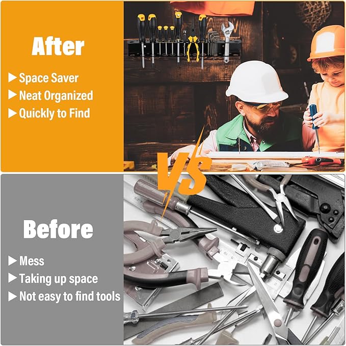 3-Pack Heavy Duty Screwdriver and Pliers Organizer Wall Mount, 16.75" Metal Tool Holder Rack with Screws & Anchors for Garage, Workshop, Toolbox
