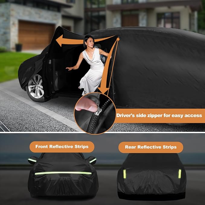 Car Covers for 1998-2023 Volkswagen New Beetle Sedan 2-Door, 210T All Weather Protection Custom-fit Beetle Waterproof Car Cover, w/Zipper Door and Cotton Lining, Rainproof, Dustproof and UV Proof