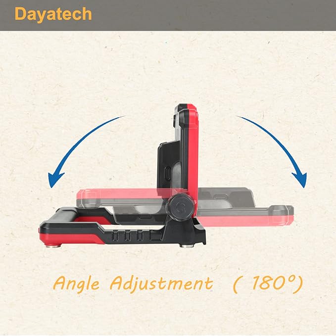 Cordless LED Work Light Compatible with Dewalt and Milwaukee 18-20V Battery, 4000 LM 25 W, Flickerless, Brightness Adjustable, Foldable Base with Magnets, (Battery/Charger Not Included)