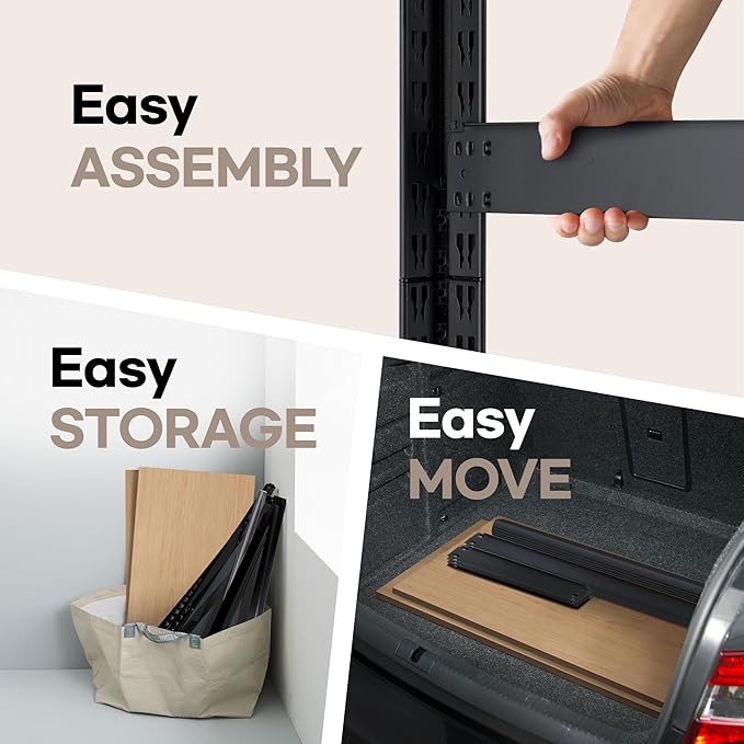 HOMEDANT House 36.2" W 5 Tier Heavy Duty Garage Shelving Adjustable Metal Rack Storage Shelves Standing Shelf Unit Organizers Pantry Closet Office Black 2Pack