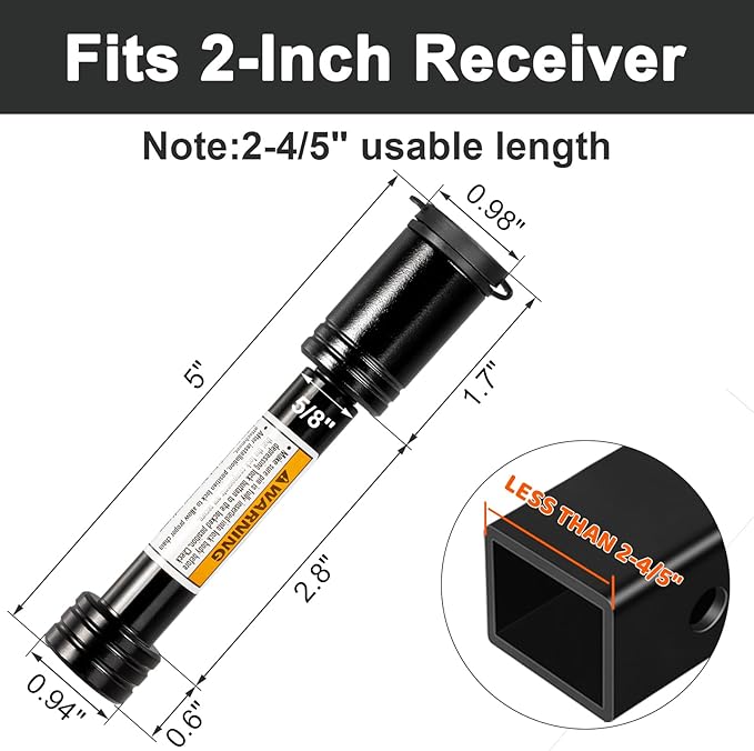 TOPSHINE Trailer Hitch Lock Black, Hitch Pin Lock with 5/8 Inch Diameter Anti-Theft Hitch Locking Pin for 2 Inch Receiver