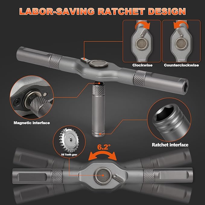 42-in-1 Magnetic Ratchet Screwdriver Set, Professional T-Handle Multi Bit Tool Kit with S2 Steel Bits, Portable Repair Set with Compact Case for Gifts, Electronics, Furniture & DIY