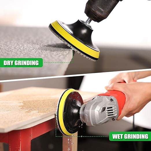 WORKEASE 4 Inch Diamond Polishing Pads Wet/Dry 12PCS, 30 Grit Diamond Sanding Pad, Granite Stone Concrete Marble Rock Countertop Quartz Polish Pad
