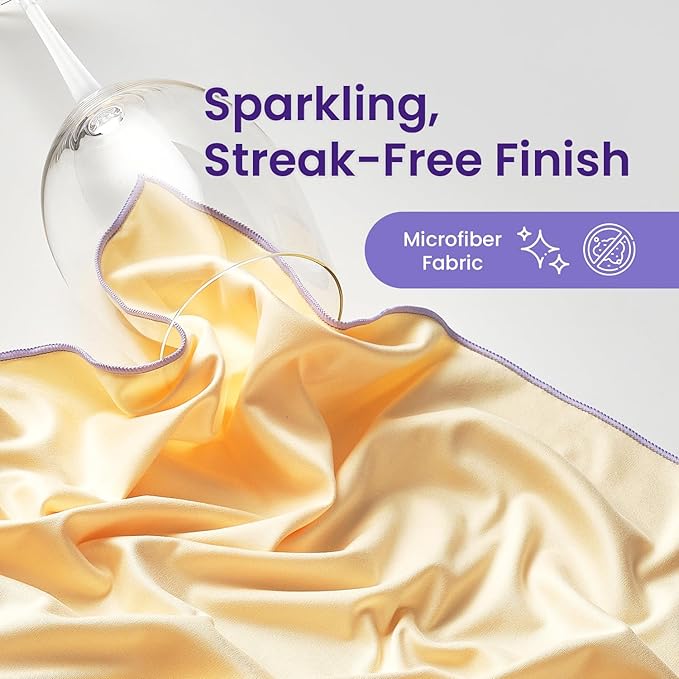 Vintorio Microfiber Polishing Cloth Clear, Streak Free, Cleaning for Wine Glasses - Extra Large and Soft Dish Towel (20 x 16)