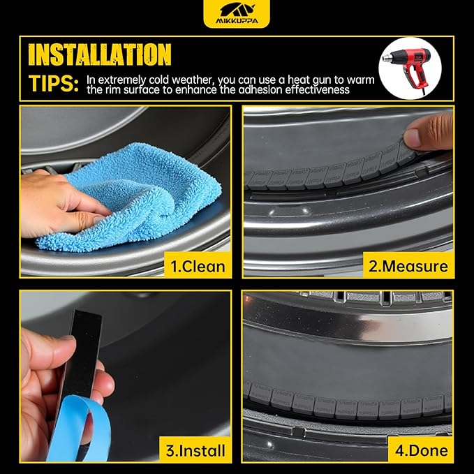 MIKKUPPA Black Wheel Weights - 1/4oz, 0.25oz (576pcs, 144oz/Box) Low Profile, Easy to Peel, Adhesive Stick on Tire Weights for Cars, Trucks, SUVs, Motorcycles, RC Cars, OEM Quality