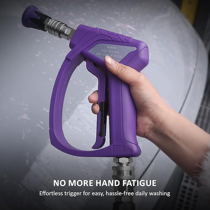 TUTULUCK® Swivel Gun Pro - High Pressure Trigger with 3/8" Male Plug, 1/4” Stainless Steel Automatic Quick Connect Coupler, 25° Nozzle Guard - Power Washer Gun with M22 Fittings