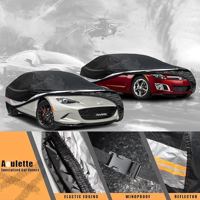Custom-Fit Car Cover for Mazda Miata/MX-5, Waterproof All-Weather Car Cover, Lightweight Full Exterior Cover for Outdoor Protection Against Sun, Rain, Dust, Snow, and Wind.